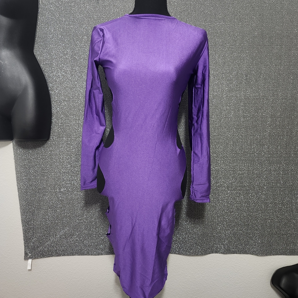 Elegant Purple Long Sleeve Dress